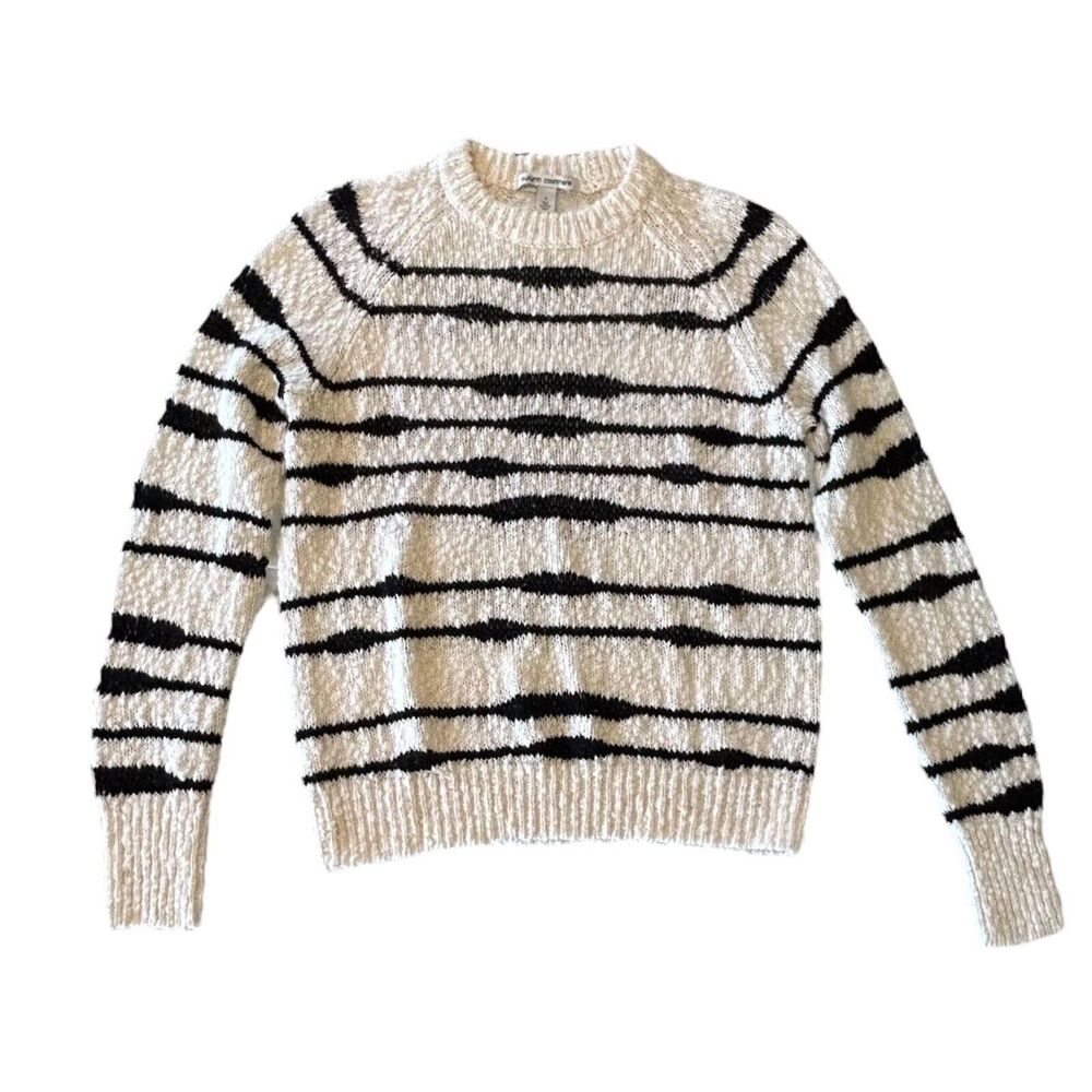 New AUTUMN CASHMERE Striped Crew Neck Sweater Size S Cream Navy Blue Long Sleeve - Picture 5 of 10